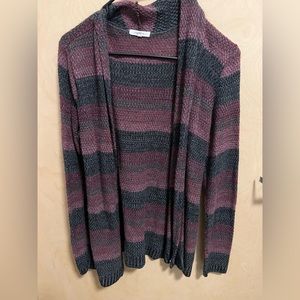 Maroon and Black stripped knit cardigan:)